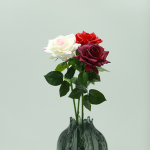 Vente en gros usine – Fleurs artificielles roses à branche unique, <span class=keywords><strong>grand</strong></span> format, toucher réel, faites à la main, pour mariage, Noël, Saint-Valentin, fête, jardin - Product Image 6