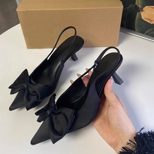 Productos de dropshipping 2024, zapatos de mujer, tacón medio, corte bajo, puntiagudos, puntera, sandalias con lazo, sandalias para mujer - Product Image 1