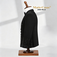 Costume 2 pièces pour homme fait main, orné de perles et de strass, veste à simple boutonnage et pantalon, smoking scintillant à sequins pour mariage, fête ou marié