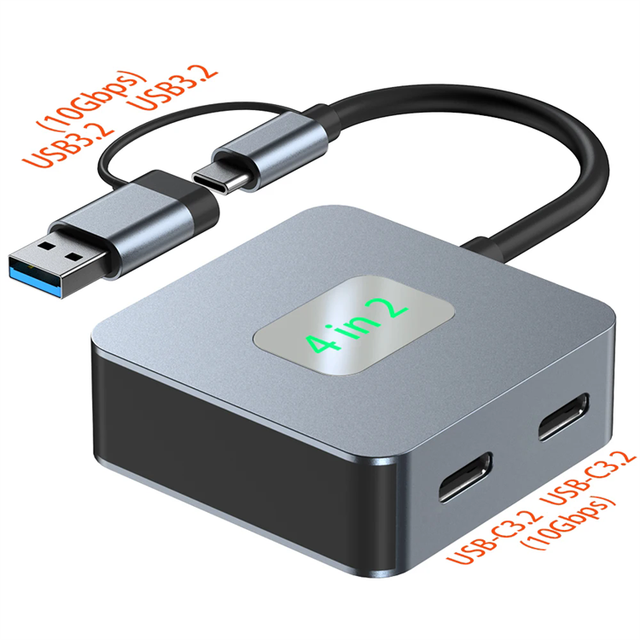 USB C Hub 4 Ports USB Type C to USB3.2 Gen2 Hub Splitter Adapter 10Gbps for MacBook Pro Air iPad Pro Laptop Desktop PC
