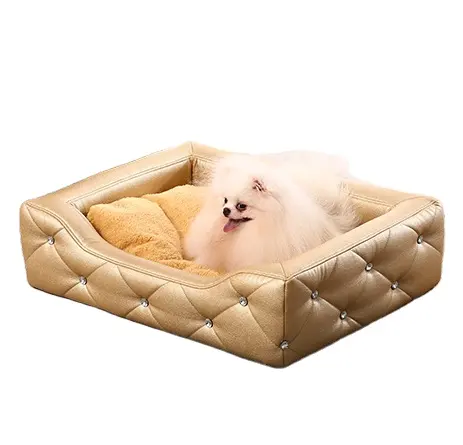 Luxury Court Style Pet Dog Sleeping Bed Prince Pet Dog Cat Sofa with Soft Pad Leather Pet Beds   Accessories Solid Support 4.5kg