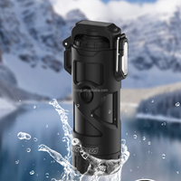 Briquet sans flamme à double arc plasma rechargeable par USB, coupe-vent, étanche, avec lampe torche LED, outils de survie portables, cigarette