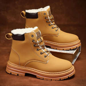 Botas de Nieve para Hombre, Punta Corta, Forro de Felpa, Cálidas, Antideslizantes, Suela de Goma, Parte Superior de PVC, Tendencia de Moda de Invierno, Talla Grande - Product Image 2