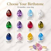 Anillo de Piedra de Nacimiento para Mujer, Anillo Toi Et Moi de Zirconia, 12 Colores, Resistente al Agua, Hipoalergénico, Chapado en Oro, Cobre, Regalo de Aniversario Personalizado
