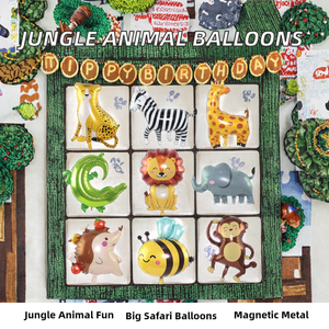 Globos de Animales de la Selva, 9 Globos Gigantes (11-25 pulgadas) de Aluminio para Decoración de Fiestas de Cumpleaños Infantiles con Pequeños Imanes de <span class=keywords><strong>Mono</strong></span> - Product Image 2