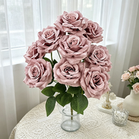 9-Köpfiger Schokoladenbrauner Diamant-Rosenstrauß Realistische Künstliche Blumen Seidenrosen-Bouquet für Valentinstag, Hochzeit & Heimdekoration