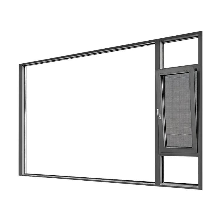 モダンハリケーンインパクトトリプル強化ガラス防水窓アルミバルコニーパティオサーマルブレイクアルミ開き窓