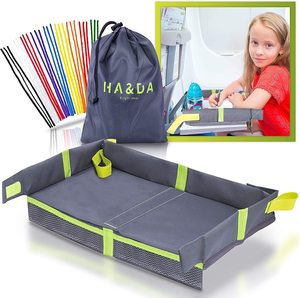 <span class=keywords><strong>Plateau</strong></span> d'activités léger et portable pour enfants, organiseur d'art et de collations pour siège auto avec double sac de rangement - Product Image 1