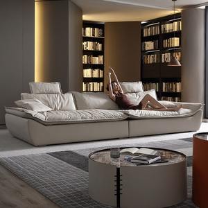 इतालवी शैली अल्ट्रा-गहरी सीट चौड़ी पीठ तीन सीट बहुक्रियाशील सोफे लिविंग रूम क्रीम वाबी-साबी लाइट लक्जरी सिलिकॉन - Product Image 2