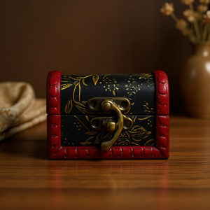 Set di scatole portagioie vintage con serratura, contenitore portaoggetti con stampa floreale per esposizione di gioielli, modello D0100XUDNPW - Product Image 2