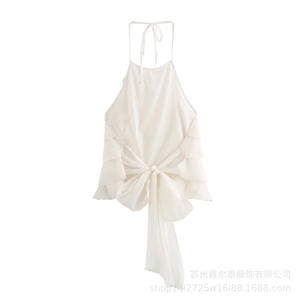 ZAR夏季新款女装欧美风法式设计时尚休闲风格高腰3D效果挂脖 - Product Image 2