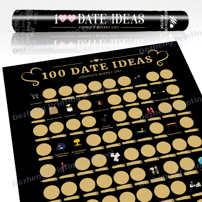 Плакат с защитой от царапин, черный плакат с защитой от царапин, подарки на помолвку, свидание, годовщину для пар, 100