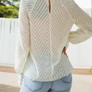 Blusa Corta de Manga Larga con Diseño Nuevo, Blusa de Seda Informal y Elegante para Verano, Tops para Mujer - Product Image 5