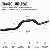 Stang Sepeda Besar 31.8 700mm 2.2mm H95 6 Derajat Center Knurled Sand Black