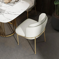 Chaise de salle à manger moderne et simple avec pieds en métal, revêtement en velours, coussin d'assise et dossier, mobilier de maison de loisirs, chaise de restaurant