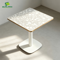 Plateau de table carré en terrazzo de 25 mm, bord entièrement recouvert d'aluminium, dos en contreplaqué, pour café, hôtel, bar, comptoir intérieur, directement de l'usine