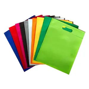 Promotional cheap heat sealed die cut non woven bag with D handle.