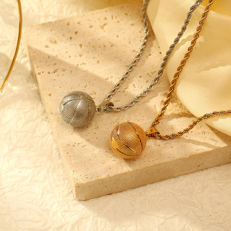 2025 Fashion 18K Gold Stainless Steel Basketball Pendant Necklace Sports  Necklace Jewelry for Boys Men