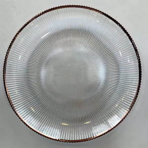 Juego de Platos Base para Vino Espumoso con Diseño de Rosas Doradas a Rayas, Únicos, para Bodas, Venta al por Mayor - Product Image 2