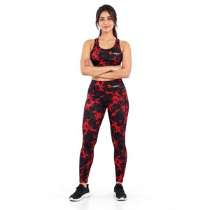 Ensemble de yoga personnalisé pour femmes, vêtements de sport imprimés par sublimation, soutien-gorge de sport assorti, leggings, tenue de fitness, tenue de sport pour la course à pied - Product Image 1
