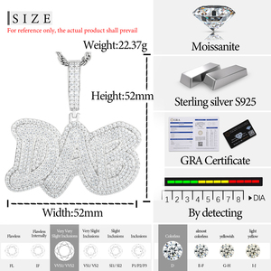 Moissanite Hip Hop geste <span class=keywords><strong>argot</strong></span> DAB lettre pendentif haute qualité fait à la main en argent Sterling 925 Lab Mossanite diamant bijoux pour hommes - Product Image 6