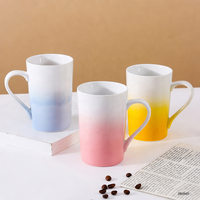 Ensemble de tasses en céramique à dégradé personnalisé, tasses à café en porcelaine avec couvercle et cuillère, tasses cadeaux pour couples