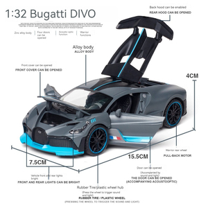 Modèles de voitures miniatures 1:32 <span class=keywords><strong>Bugatti</strong></span> <span class=keywords><strong>Divo</strong></span> Super Car en alliage avec son et lumière, modèle de voiture en métal à recul, Modelo Del Coche - Product Image 3