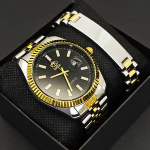 Ensemble <span class=keywords><strong>de</strong></span> montres pour couple vert émeraude <span class=keywords><strong>de</strong></span> qualité supérieure avec aiguilles lumineuses, coffret cadeau 4 pièces avec bracelet en acier inoxydable pour <span class=keywords><strong>les</strong></span> amoureux - Product Image 2