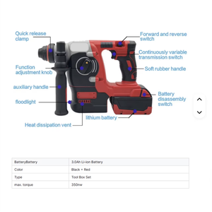 WKC 20V Lithium-Akku 4-in-1 Elektrowerkzeug-Set Bohrhammer Verstellbarer Schraubenschlüssel Elektrosäge Winkelschleifer Aluminiumlegierung Hartschalenkoffer - Product Image 5
