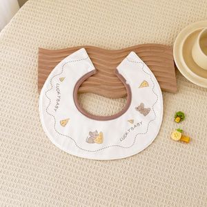 Babero impermeable para bebés, diseño de pétalos, algodón puro, absorbente de humedad, patrón de dibujos animados, diseño giratorio de 2 capas para recién nacidos - Product Image 4