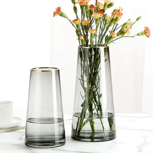 高品质热卖玻璃花瓶20厘米水文化植物玻璃瓶简易餐厅桌面装饰玻璃花vas