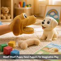 Títere de Mano de Perrito de Goma Suave de PVC para Niños, Juguete de Peluche para Juego de Rol, Cuentos, Regalo de Cumpleaños, Recuerdo de Fiesta