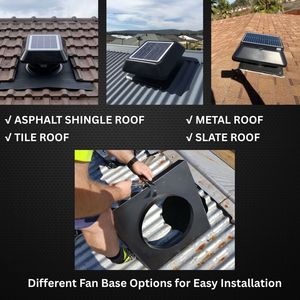DC Solar Powered Roof Exhaust Fan IP68 <strong>Air</strong> <strong>Extractor</strong> with Solar Panel for Home <strong>Attic</strong> Ventilation - Product Image 6