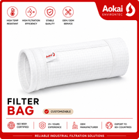 Sac filtrant en feutre aiguilleté antistatique en polyester AOKAI, à grille quadrillée antidéflagrante, pour la collecte de poussière de moulin à farine