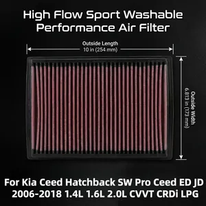 Filtro Aria Sportivo Lavabile ad Alto Flusso 281132F000 Nuovo per <span class=keywords><strong>Ceed</strong></span> Hatchback SW Pro <span class=keywords><strong>Ceed</strong></span> ED JD 2006-2018 - Product Image 1