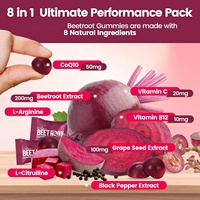 Complément Énergétique Premium OEM : Gommes de Betterave avec CoQ10, Extrait de Betterave, Extrait de Pépins de Raisin, Extrait de Poivre Noir, Vitamines