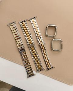 Модный металлический браслет с тремя бусинами для Apple <span class=keywords><strong>Watch</strong></span> ультра 49 мм дизайн женские браслеты из нержавеющей стали для IWatch 10 <span class=keywords><strong>9</strong></span> 8 - Product Image 2