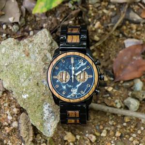 Reloj de Cuarzo con Esfera de Mármol Estilo Europeo y Americano, Reloj Multifuncional de Acero y Madera para Hombre, Reloj de Negocios - Product Image 3