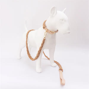 Paracorde en macramé ajustable personnalisé de haute qualité, tressé à la main en corde de coton et en cuir, ensemble collier et laisse pour chien - Product Image 3