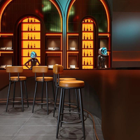 Tables et chaises de bar en bois modernes pour salon, boîte de nuit, bar commercial - Ensemble de mobilier de bar avec canapés et banquettes