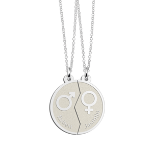 Collane per Coppie in Acciaio Inossidabile Placcato Oro 14K, Set di Ciondoli Personalizzabili <span class=keywords><strong>con</strong></span> Simbolo Maschile e Femminile - Product Image 3