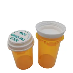 sample free Reversible Child Proof Cap Pill Bottle Screwed On To Close Thumb Tab Vials