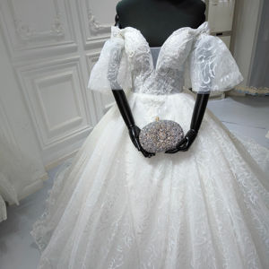 S0490G Nuevas mangas de burbuja de Venta caliente Son bollos de correa delgada Falda abullonada de gran tamaño Vestidos de novia de alto nivel - Product Image 1