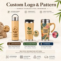 Botol Air Stainless Steel Termos Vakum Berinsulasi Bambu Alami dengan Logo Terukir Laser Kustom untuk Hadiah Promosi Grosir