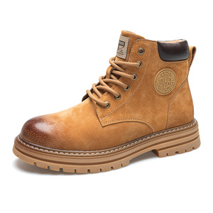 Martin <b>Boots</b> Men Ankle Round Toe PU Upper Rubber Outsole <b>Winter</b> Outdoor <b>Work</b> <b>Boots</b> Solid Color Fabric Lining - Product Image 5