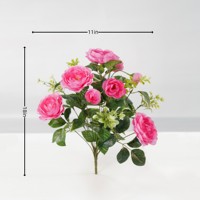 Bouquet de roses et d'hortensias en soie artificielle, toucher réel, avec verdure, pour décoration de table de mariage, fête des Mères, remise de diplôme