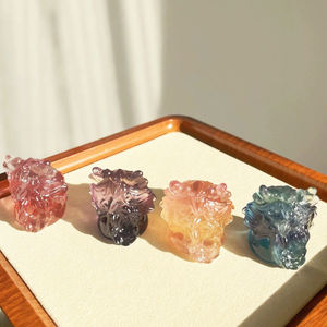 Di lusso intaglio drago pietra preziosa naturale pietre curative cristalli intaglio arcobaleno Fluorite cartone animato per regalo ricordo - Product Image 2
