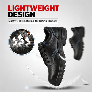 Zapatos de Seguridad Negros con Cordones Texturizados, Zapatillas de Trabajo con Puntera de Acero, Calzado Protector Antipinchazos para la Construcción Industrial - Product Image 2