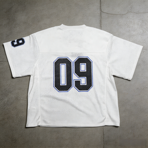 Custom <b>Logo</b> Men's Black White Sporty T-Shirt Mesh Fabric Number Printed Breathable Regular Fit O-Neck T-Shirt - Product Image 5