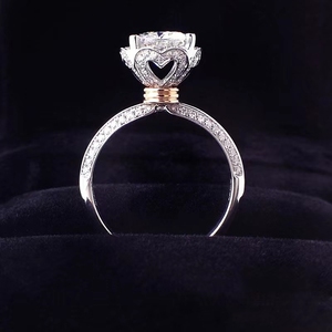Anillo de Plata de Ley 925 con Moissanita de 1 Quilate, Diseño de Flor en Dos Tonos, para Dama y Caballero, Anillo de Compromiso, Boda, Propuesta de Matrimonio, a la Moda - Product Image 2